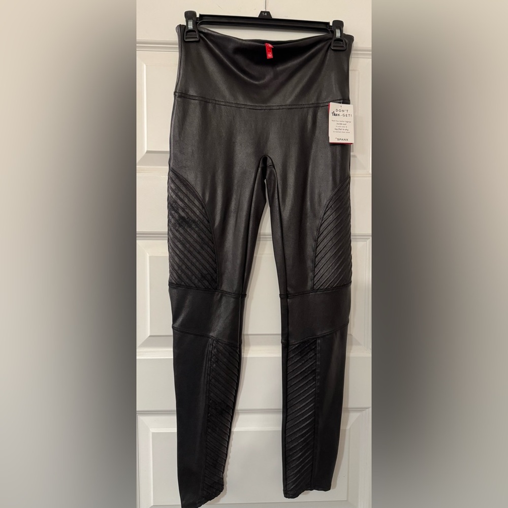 SPANX Charcoal Faux Leather Leggings